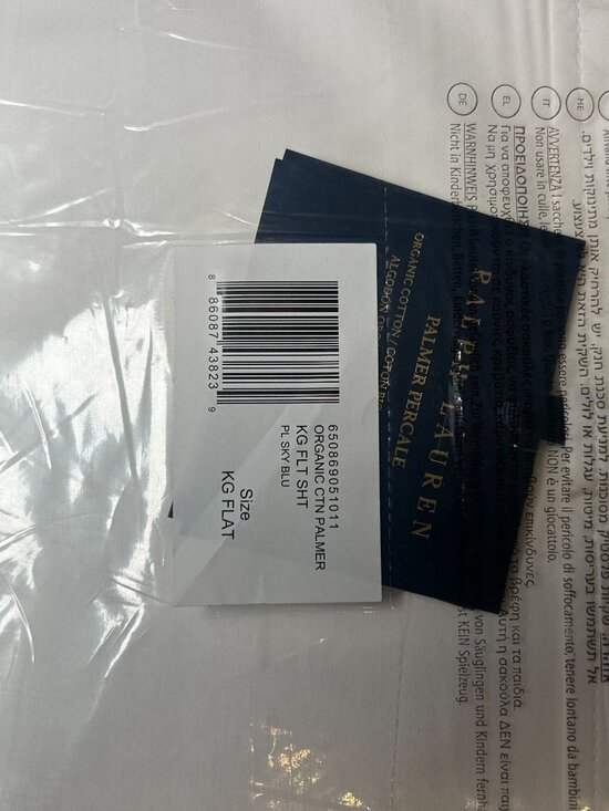 Ralph Lauren Organic Cotton Palmer King Flat Sheet Sky Blue NEW - Picture 3 of 4